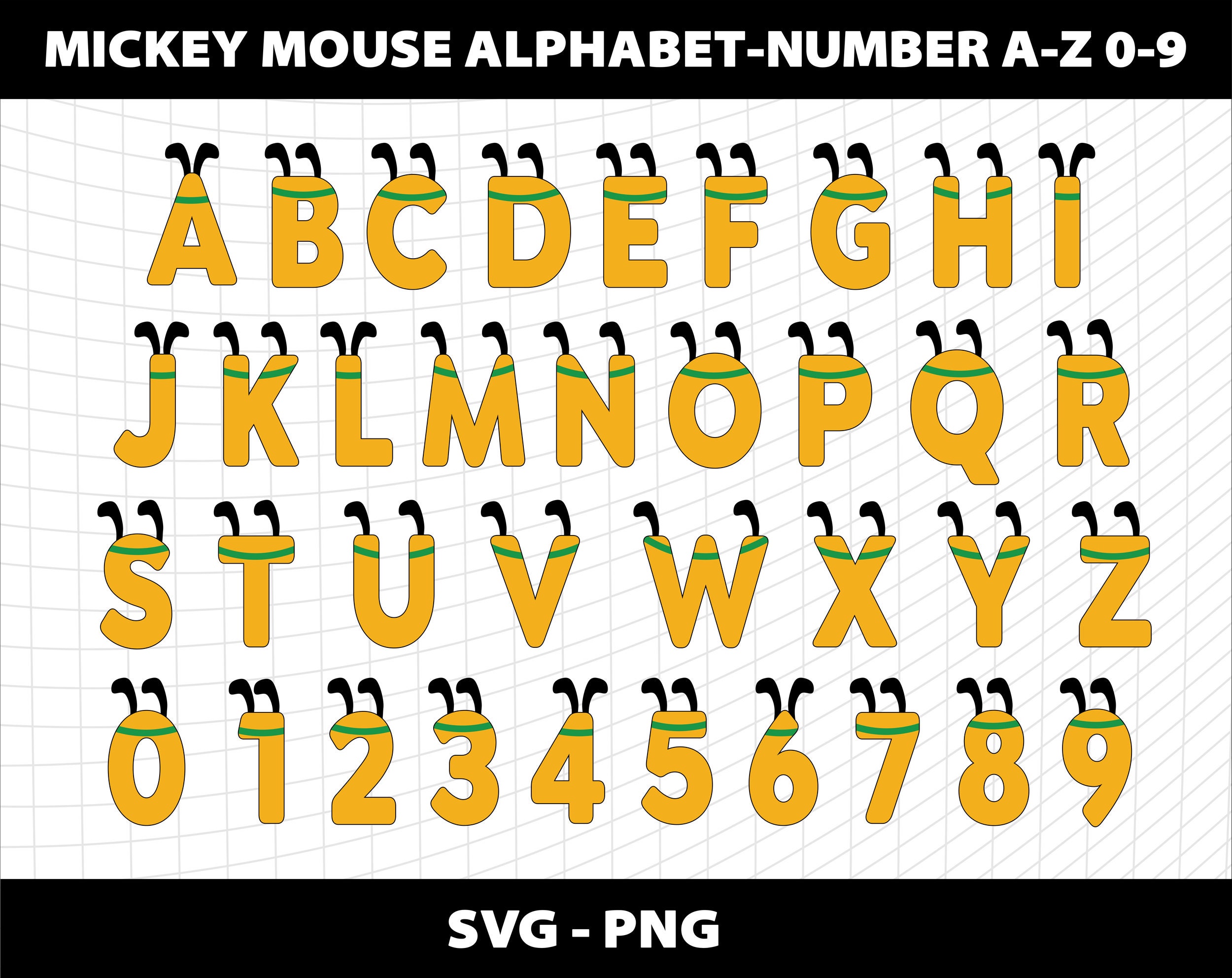 プルートSVGアルファベットフォント文字ミッキーマウス誕生日1 2 3 4 5