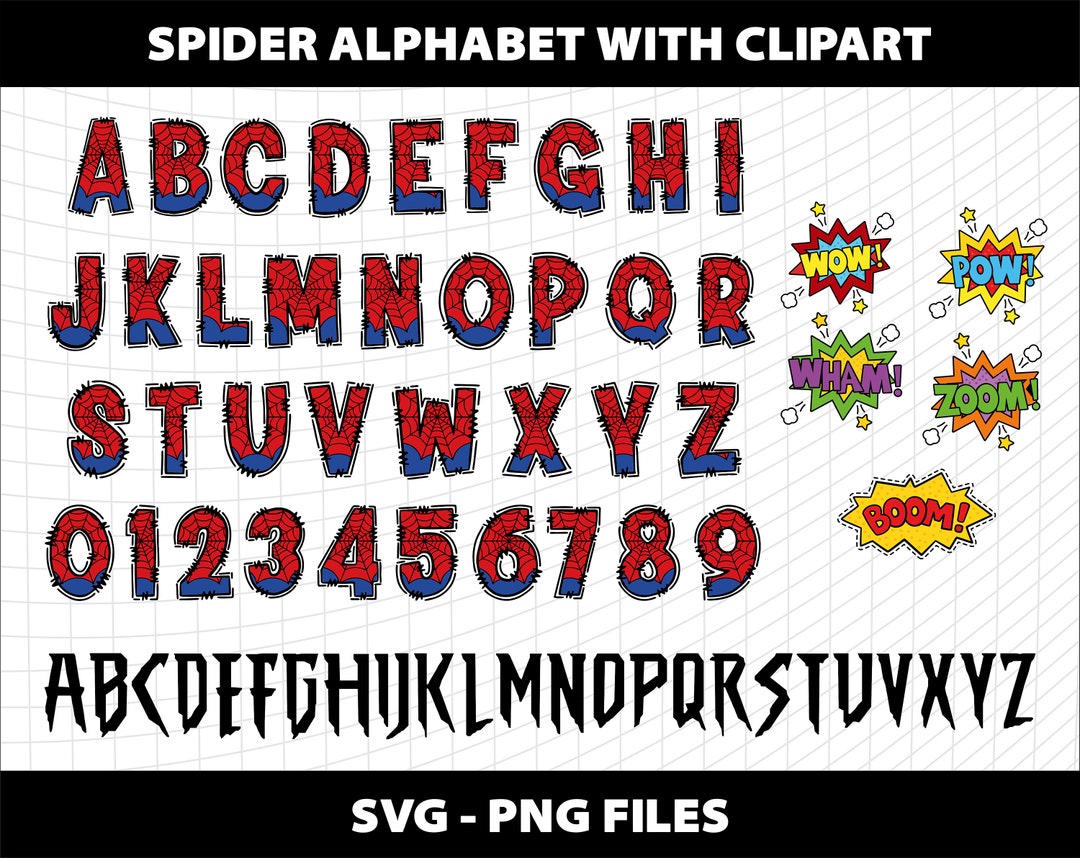 Spider Display Lettering Spider Doodle Alphabet Font Letters Svg Superhero Birthday - Etsy Portugal