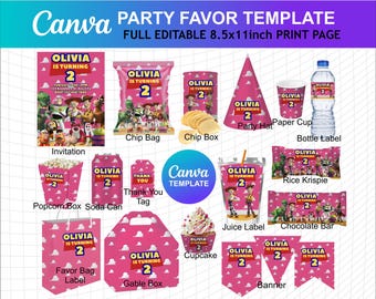 Toy Story Girl Canva Birthday Template Pink Party Favor Download Digital File 0 1 2 3 4 5 6 7