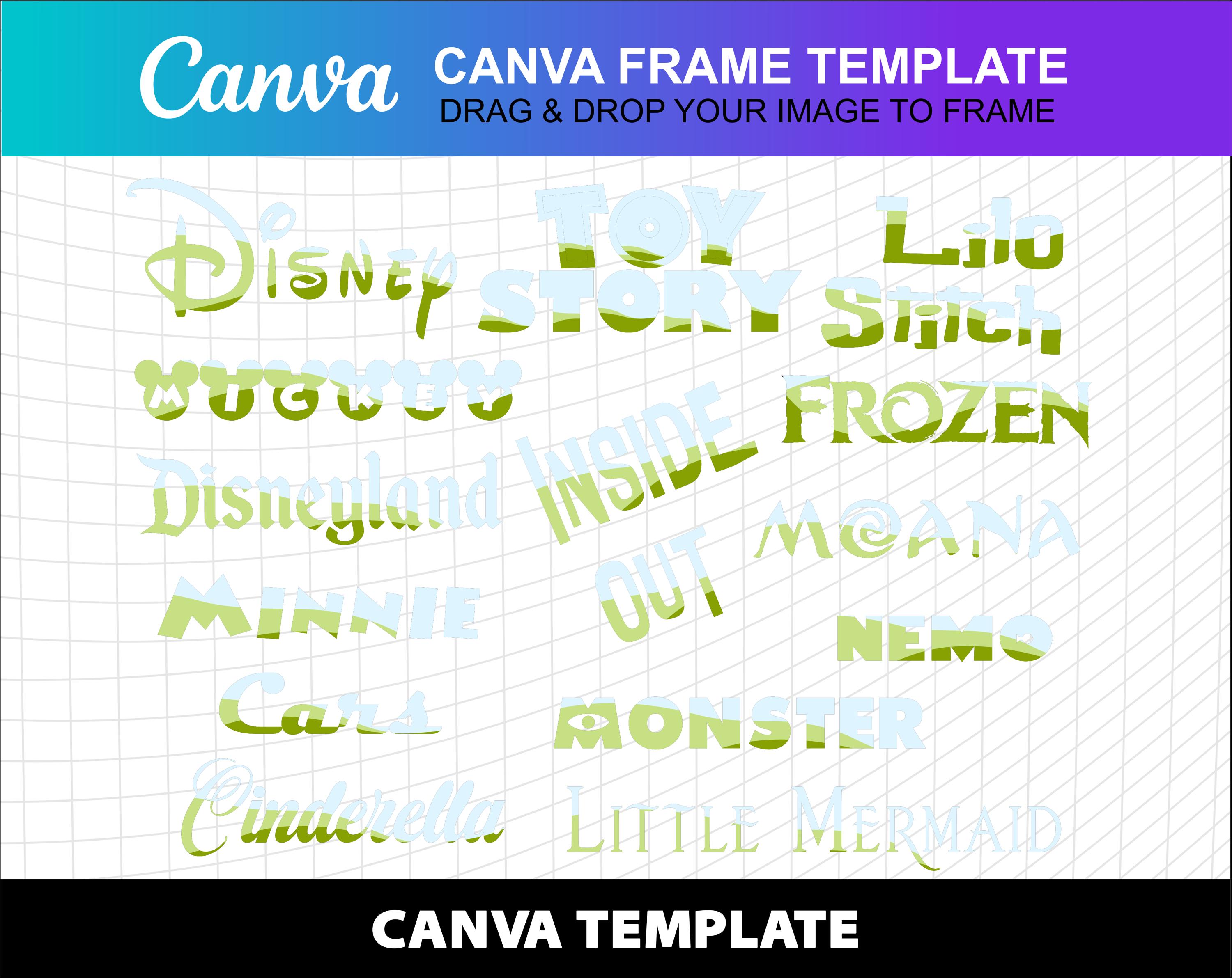 Canva Letters Font Alphabet Template Photo Collage Editable Design Fill Printable Download Digital File Toy Story Stitch Moana Frozen Cars