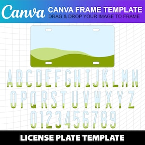 Canva License Plate Clipart Alphabet Letters Font Template Canva Photo Collage Editable Fill  Download Printable Digital File License Plate
