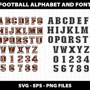 Football Sports Alphabet Font Letters Svg Football College Varsity Bundle Number Football Svg Alphabet Design Download Digital File