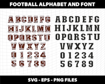 Football Sports Alphabet Font Letters Svg Football College Varsity Bundle Number Football Svg Alphabet Design Download Digital File