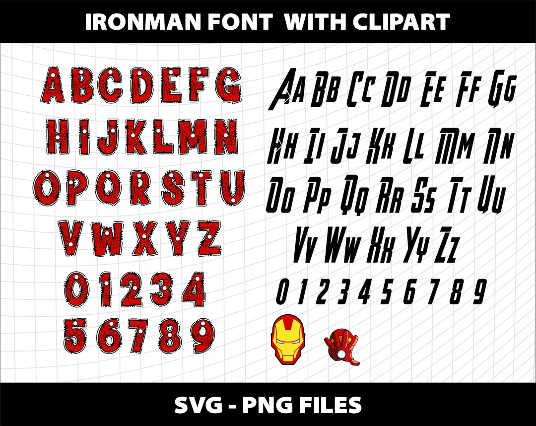 Ironman Superhero Alphabet Font Letters Svg Ironman Birthday Etsy UK