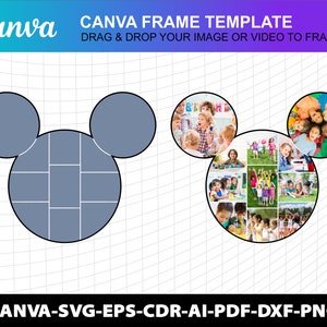 Photo Collage Mickey Mouse Canva Frame Template Storyboard Memorial Poster Photo Collage Design Photo Fill Editable Download Digital File