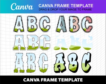 Canva Bundle Template Doodle Blank Letters Transparent Alphabet Font Design Photo Collage Editable Fill Printable Download Digital File