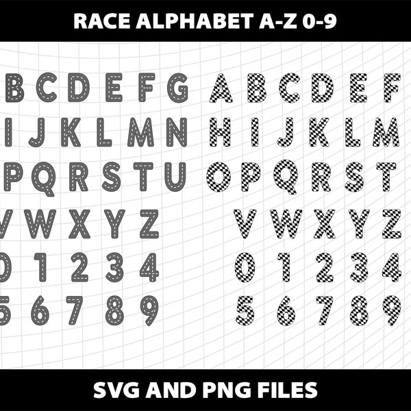 Car Race Road Checkered Flag Font Alphabet Letters Svg Car Race Road Flag Birthday Number 0 1 2 3 4 5 6 7 Svg Alphabet Download Digital File