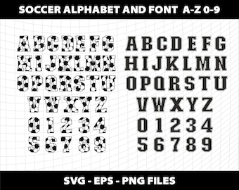 Soccer Sports Alphabet Font Letters Svg Soccer College Varsity Bundle Number Soccer Svg Alphabet Design Download Digital File