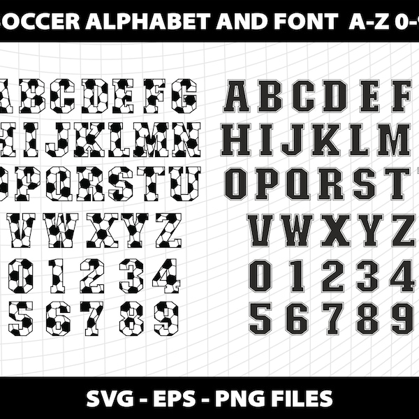 Soccer Sports Alphabet Font Letters Svg Soccer College Varsity Bundle Number Soccer Svg Alphabet Design Download Digital File