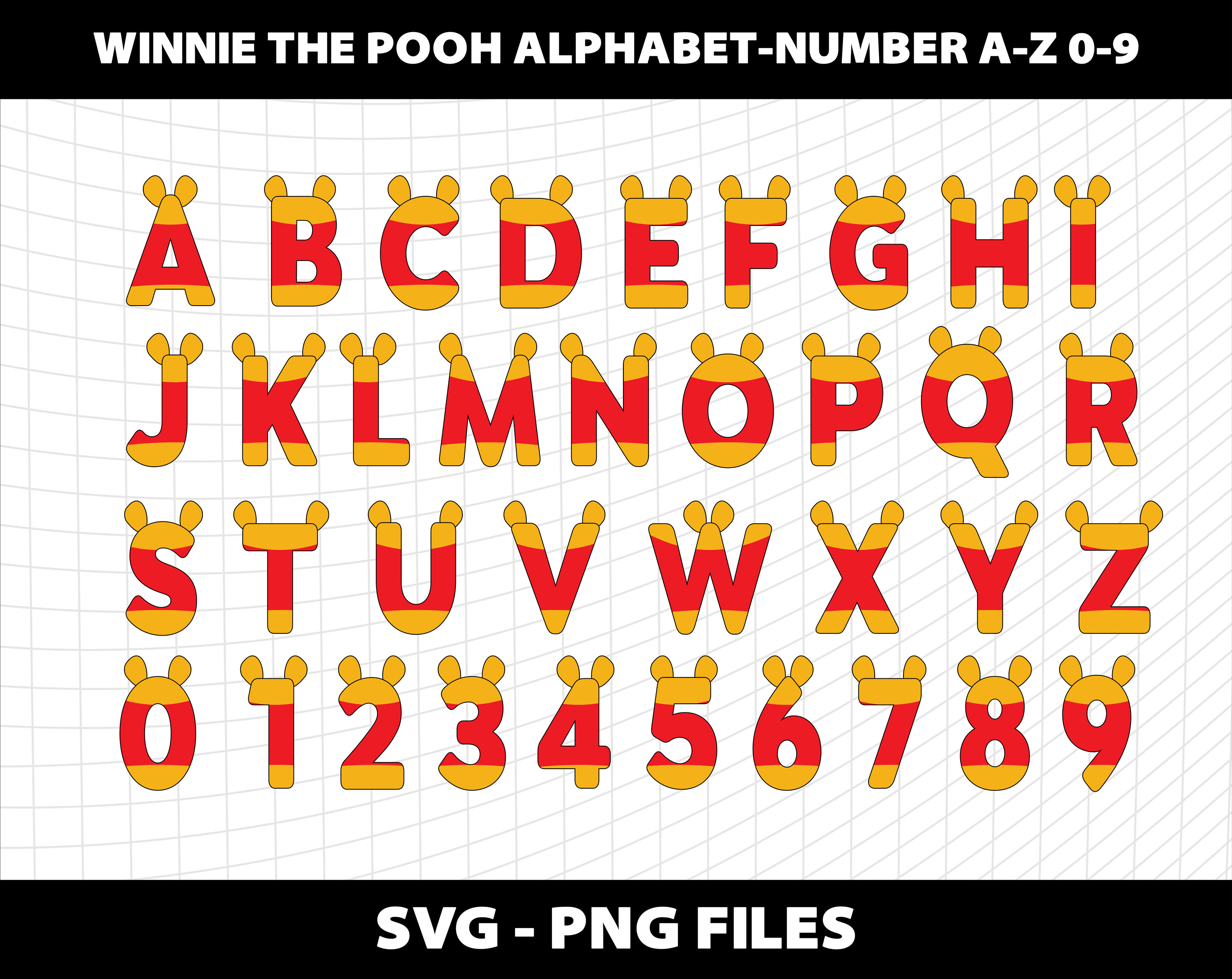 Winnie the pooh font alphabet letters svg winnie the pooh font etsy