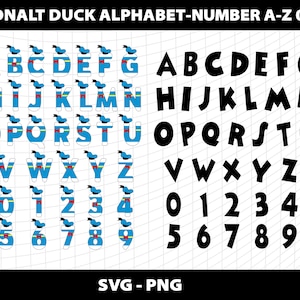 Donald Duck Svg Alphabet Font Letters  Mickey Mouse Birthday 1 2 3 4 5 6 7 8 9 Donald Duck Svg Alphabet Design Download Digital File