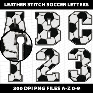 Football en cuir faux point lettres de l'alphabet Applique Patch modèle Bundle Design Télécharger le fichier numérique