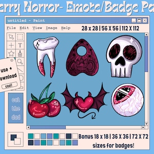Spooky Emotes Pack for Twitch Discord | Goth Emotes/ Badges | Cherry Horror Emote/ Badge Pack