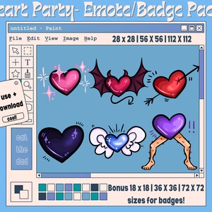 Heart Emote Pack for Twitch Discord | Heart Badges | Heart Party Emote/ Badge Pack