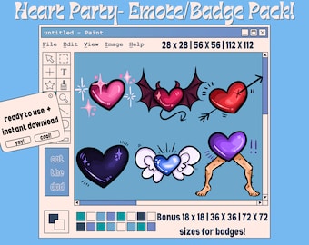 Heart Emote Pack for Twitch Discord | Heart Badges | Heart Party Emote/ Badge Pack