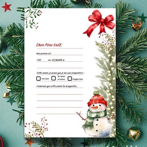Lettre au Père Noël à Compléter - 6 Modèles à Choisir - Téléchargement Numérique PDF - Cadeau de Noël pour Enfant - Carte de vœux Noël