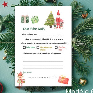 Lettre au Père Noël à Compléter - 6 Modèles à Choisir - Téléchargement Numérique PDF - Cadeau de Noël pour Enfant - Carte de vœux Noël