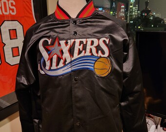Men's Black Philadelphia 76ers Lightweight Satin Vintage