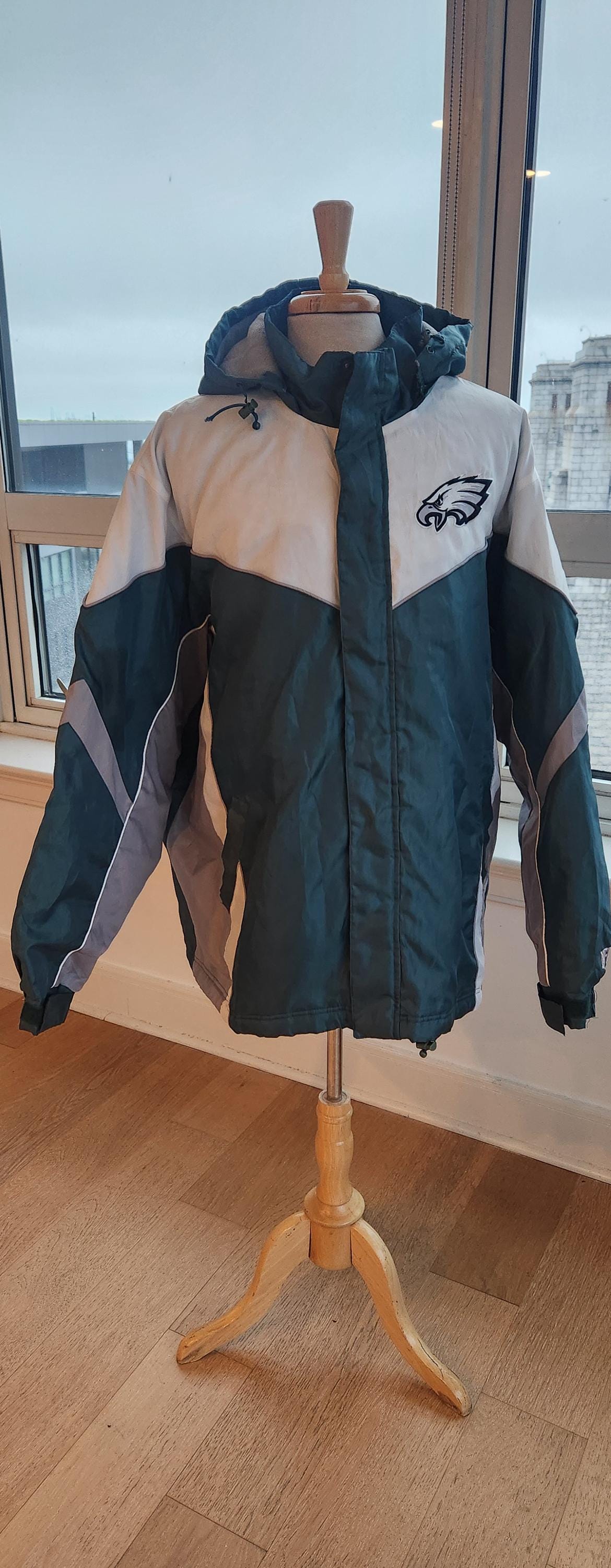 EAGLES/Hayden'sビンテージナイロンアワードジャケット(アメリカ製) Vintage Philadelphia Eagles Midnight Green Full Zip Parka Jacket