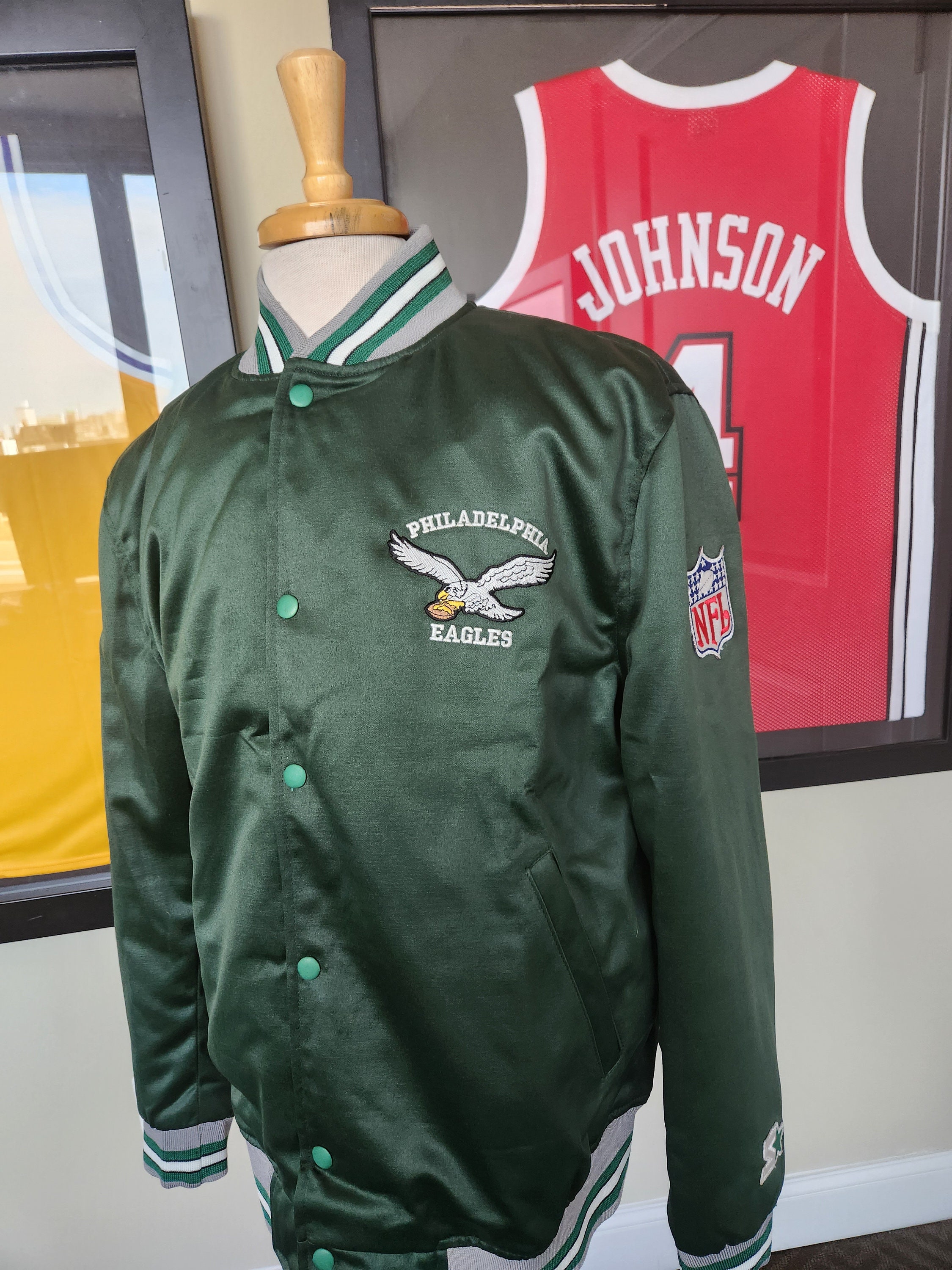 Green and Grey Princess Diana Philadelphia Eagles Varsity Jacket - Jackets  Expert