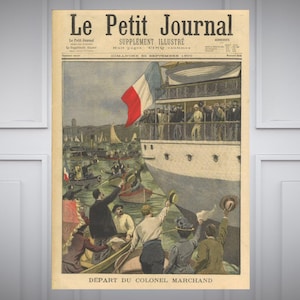 Affiche le Petit Journal, supplément illustré du dimanche "Le départ du colonel Marchand" 1900