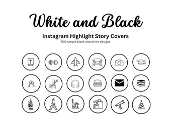 200 Instagram Story Highlight Covers | Simple | White and Black Design