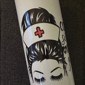Nurse coffee scrubs and rubber gloves 20 oz tumblr