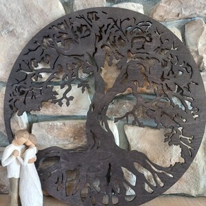 Norse Yggdrasil Tree Of Life Wall Decor, Viking Mythology Symbol Wall Art, Large Dark Brown Ash Tree Laser Cut Wooden Wall Decor image 3