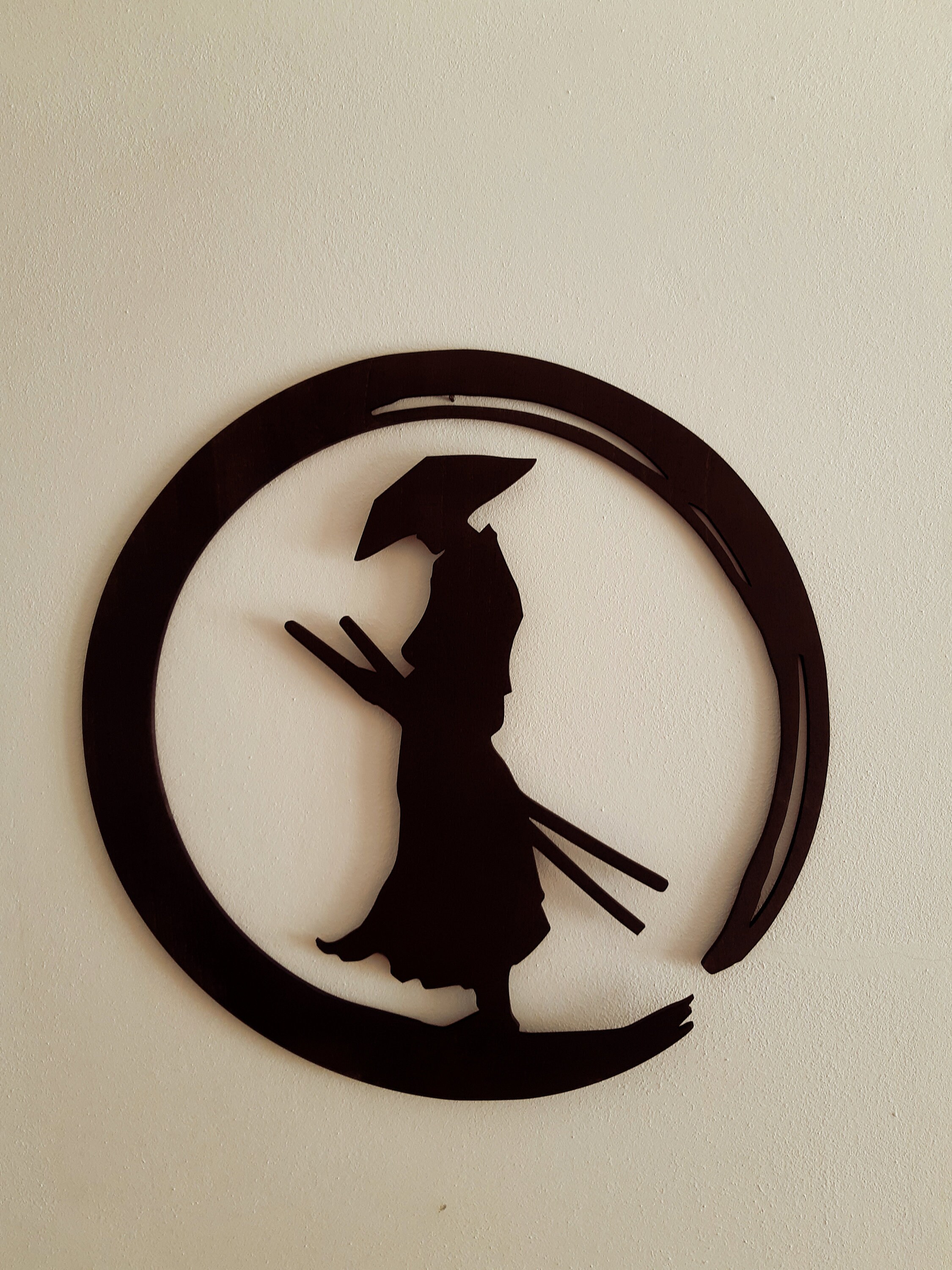 Japanese Samurai Ronin Warrior Wall Art, Enso Zen Circle Wall Art, Gift for Him, Men Cave Decor