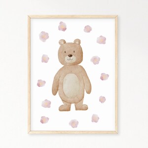 Póster oso A4 y A3 habitación infantil - póster infantil niña niño, bebé, imágenes habitación bebé, póster de animales, decoración de pared, murales, regalo