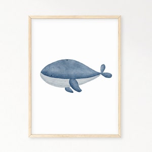 Póster ballena A4 y A3 habitación infantil - póster infantil niña niño, bebé, imágenes habitación bebé, póster de animales, decoración de pared, murales, regalo