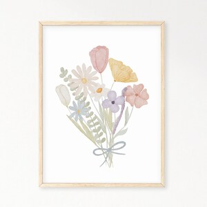Póster ramo de flores A4 y A3 habitación infantil - póster infantil niña niño, bebé, imágenes habitación bebé, cuadros florales, flores, cuadros de pared, regalo