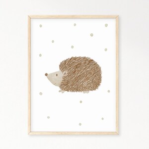 Póster erizo A4 y A3 habitación infantil - póster infantil niña niño, bebé, imágenes habitación bebé, póster de animales, decoración de pared, murales, regalo