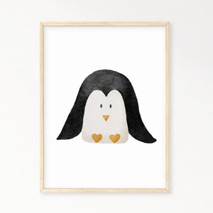 Póster Pingüino A4 y A3 habitación infantil - póster infantil niña niño, bebé, cuadros habitación bebé, póster de animales, decoración de pared, murales, regalo