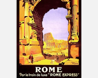 Póster de viaje a Roma/Italia/Impresión vintage de viaje a Italia