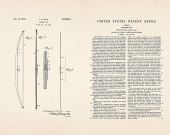 Bogenschießen Bogen Patent Kunstdruck | Vintage Blaudruck Poster