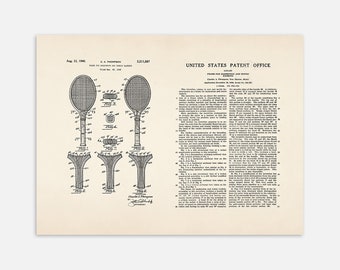 Tennis Racket Patent Print | Tennis Gifts | Tennis Posters