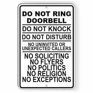Do not ring doorbell do not disturb do not knock no soliciting sign / decal  si068 / magnetic sign