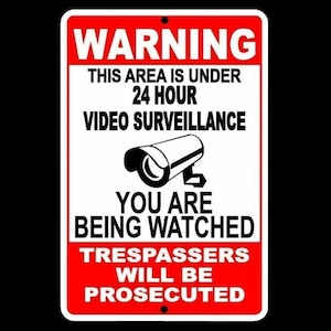 Warning This Property Under 24 Hour Video Surveillance Sign / Decal  Security Cctv S004 / Magnetic Sign