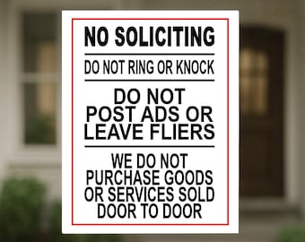 Cartel imprimible de Prohibido llamar a la puerta / No tocar el timbre ni hacer publicidad (Descarga digital)