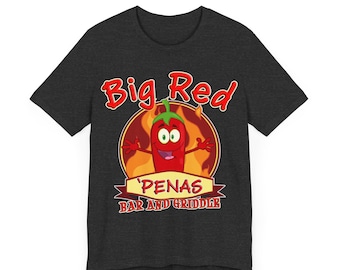 Big Red 'Penas Funny Bar Shirt Jalapeno Unisex Tee, Zabawny prezent dla niego, Prezent dla miłośnika ostrej papryki, Pikantna koszulka z jedzeniem, Odzież Cinco de Mayo