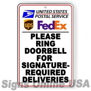 Ring Doorbell Signature Required Deliveries Packages Sign / Decal  / Magnetic Sign