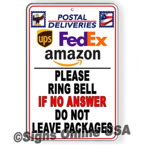 Ring bell no answer do not leave packages delivery instructions sign / decal  si174 / magnetic sign