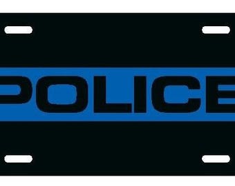 Police Blue Line License Plate Tag