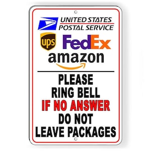 Ring Bell No Answer Do Not Leave Packages Delivery Instructions Sign / Decal  Si174 / Magnetic Sign
