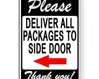 Please Use Side Door Arrow Left Sign / Decal MS049 / Magnetic Sign