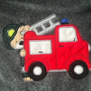 Mono, traje de carro, mono polar, mono polar de algodón para niños, bomberos, camión de bomberos, forrado con jersey imagen 3