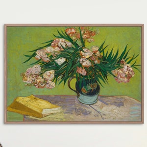 Oleandri, Stampa di Vincent van Gogh, Poster opaco di arte floreale, Stampa postale di pittura famosa, Carta di grado museale, Arte della parete impressionista