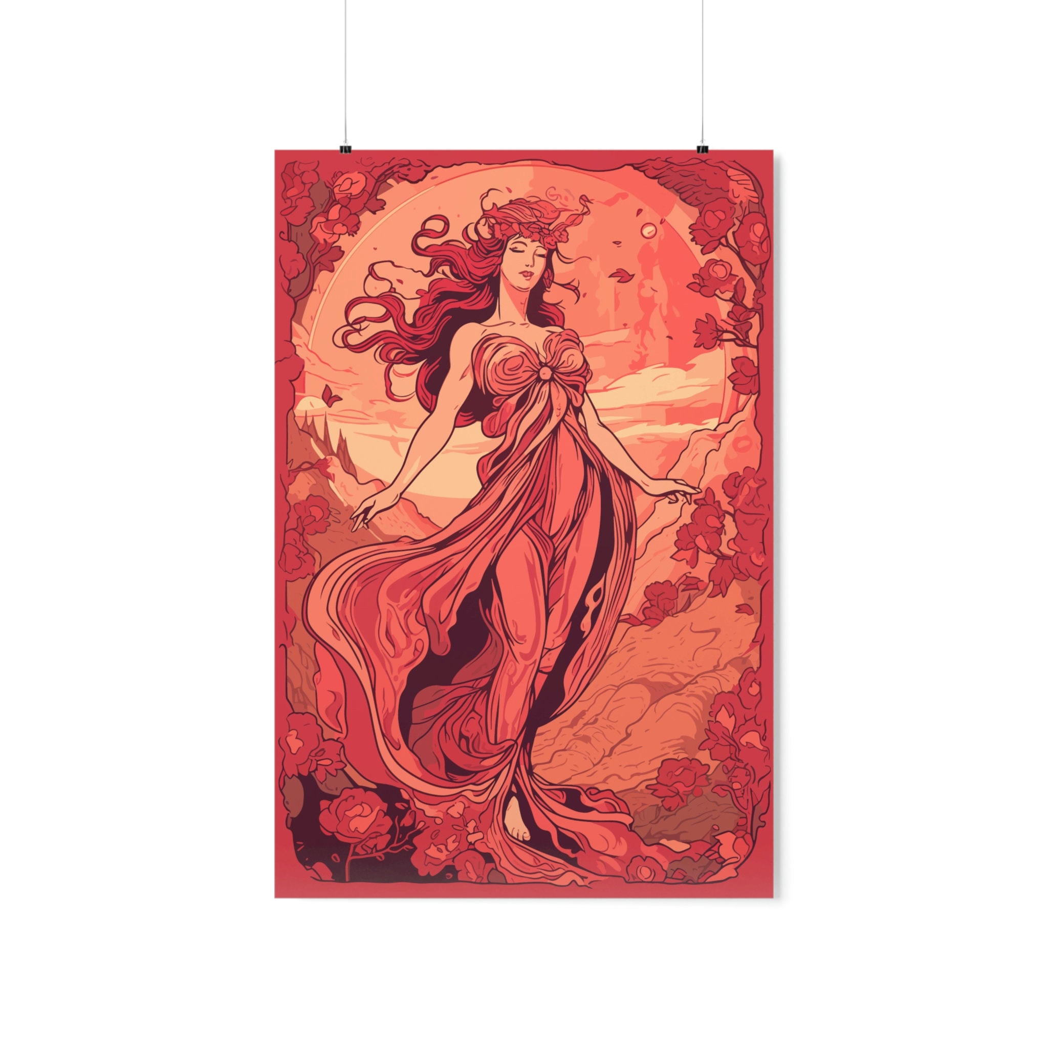 Goddess Freya Print Norse Mythology Matte Poster Viking Art Etsy