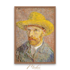 Self-Portrait with a Straw Hat, Vincent van Gogh, 1887 | Printable Vintage Wall Art | Impressionist | Famous Paintings | Instant Download